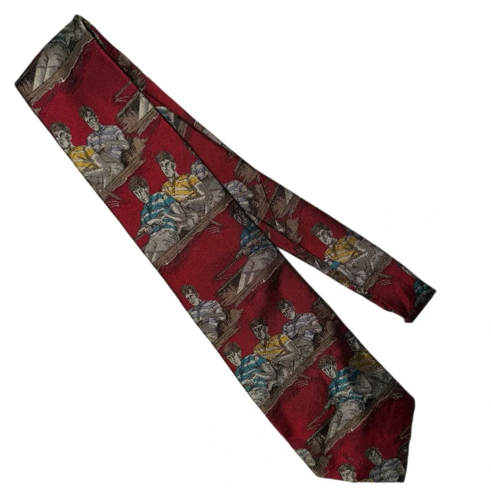 Polo‎ Ralph Lauren x Neiman Marcus - Vintage Nautical Red Rowing Crew Silk Tie